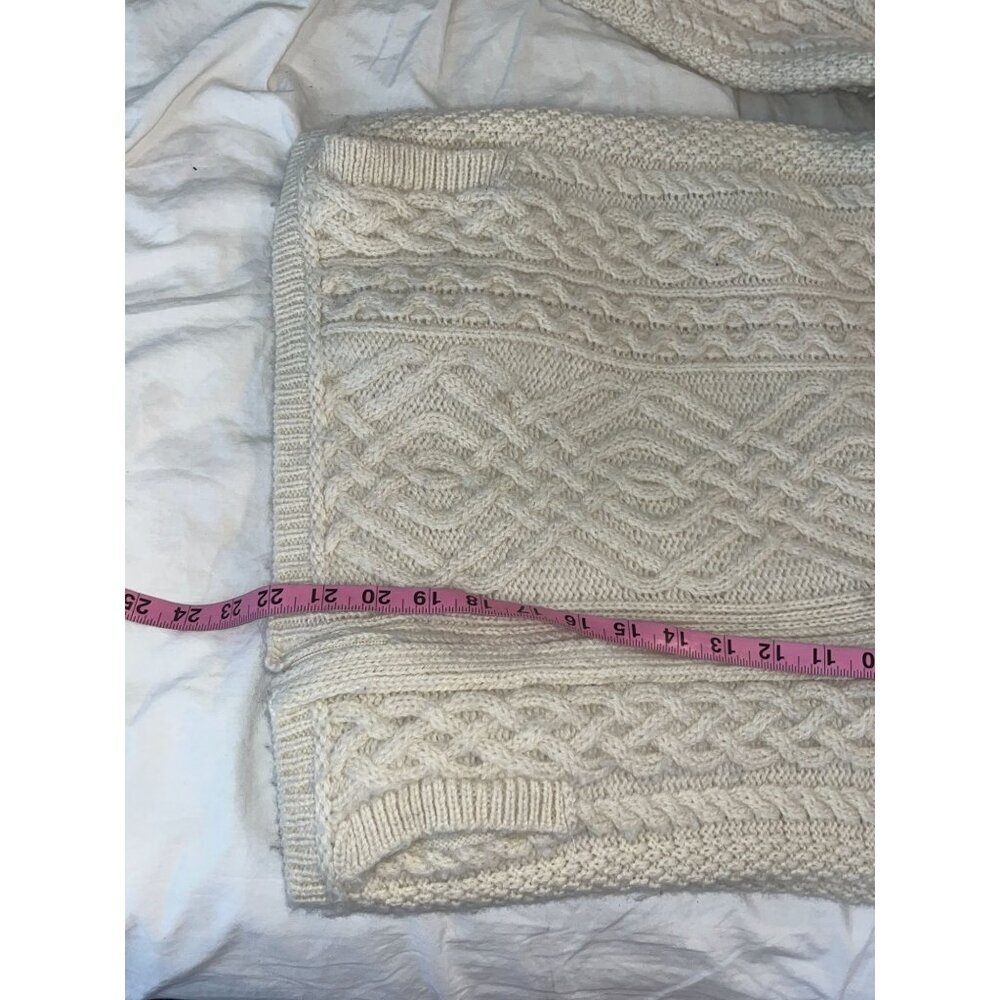 Aran Sweater Market XS 100% Merino Wool Cable Knit Cream Turtleneck Sweater - Picture 7 of 8